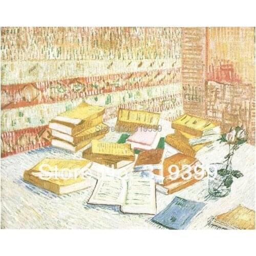 100% handmade Oil Painting reproduction on linen canvas with museum quality,French Novels and a Rose by vincent van gogh
