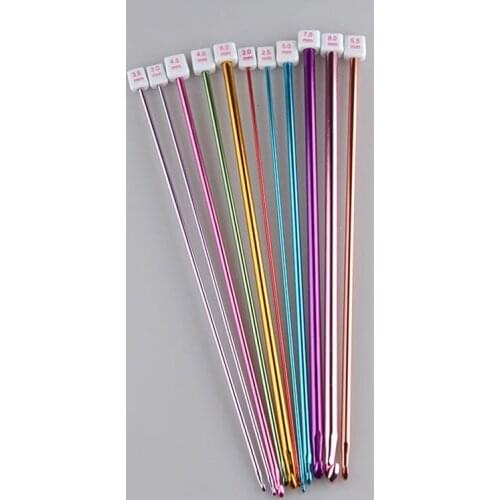 11 Pcs/ Set Crochet Hooks Needle Set Assorted Colors Tunisian Afghan Aluminum Knitting Needles Tools Kit CLH@8
