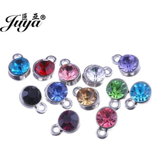 30pcs/lot Colorful Crystal Birthstone Rhinestones Charms pendant for women DIY Necklace Bracelet Anklet Jewelry Making Crafts