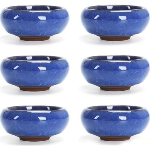 6pcs/lot Exquisite Crack glaze kungfu tea cup,Porcelain China Teacups and SaucerTea Bowl 50ml China Tea Pot Celadon Crackle Cups