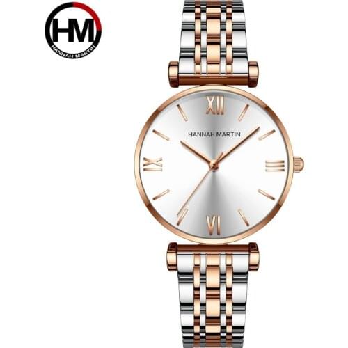 Hannah Martin Ladies Watch Japanese Movement Stainless Steel Strap Top Luxury Stainless Steel Ladies Watch Womens Birthday Gift