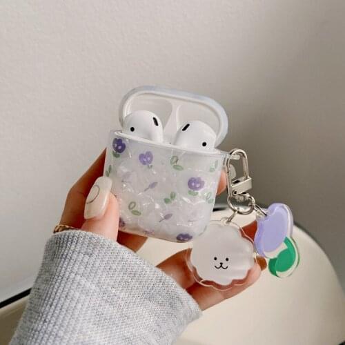 For AirPods 1/2/3 Case Cute bear flower Pendant headphone case tulip Flower Leaf earphone case Air pods 3 Pro case fundas