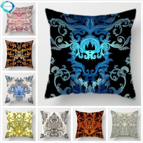 Retro Baroque Style Decorative Throw Pillow Case Geometric Vintage Polyester Cushion Cover for Sofa Home Decor 45X45CM