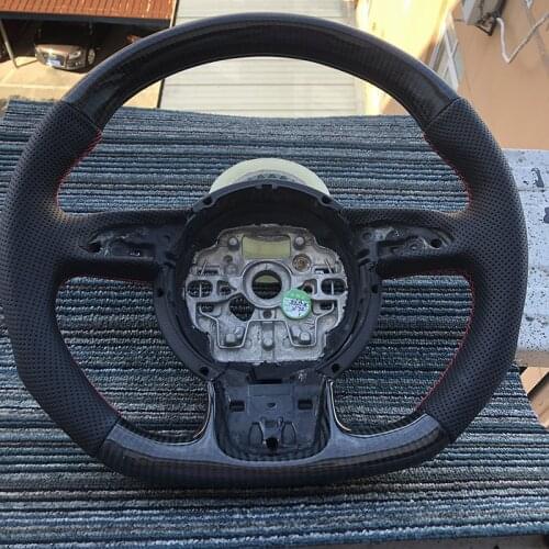 Carbon Fiber Racing Steering Wheel Preforated Leather For Audi A6 C7