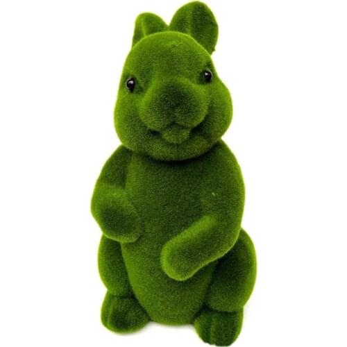 Artificial Plant Green Flocking Toys Handmade Grass Animal Easter Rabbit Bunny