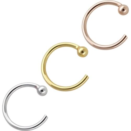 JHJT 20G Fake Nose Ring Hoop Septum Rings Stainless Steel Nose Piercing Fake Piercing Jewelry For Women Open Hoop Ring