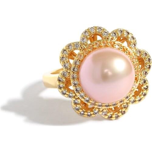 Kfvanfi 2021 new classic flower natural freshwater pearl ring Korean female jewelry fashion student opening ring party gift ring