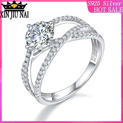 925 sterling silver Twist spins around Classic New Three Life III Wedding Engagement Anniversary Gift Ms diamond rings for women