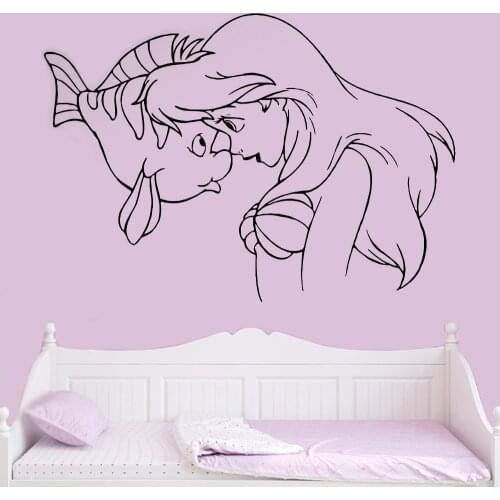 Comics Art Princess Little Mermaid Wall Sticker Vinyl Decal Bedroom Home Decoration Nursery Room Removable Wall Stickers z026