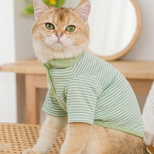 Summer Pet Cat Clothes Puppy Vest T-shirt Striped Pajamas Cat Clothes Dog Clothes Bottoming Shirt Leisure Home Wear