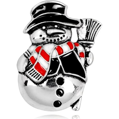 Fashion Scarf Corsage Gifts Pins Christmas New Year Snowman Enamel Alloy Brooches Women Kids Hat Coat Jewerly Decoration AL393