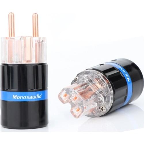 Monosaudio pair hifi audio pure copper EU version power plug hi-end EU AC power adapter connector for DIY schuko power cable