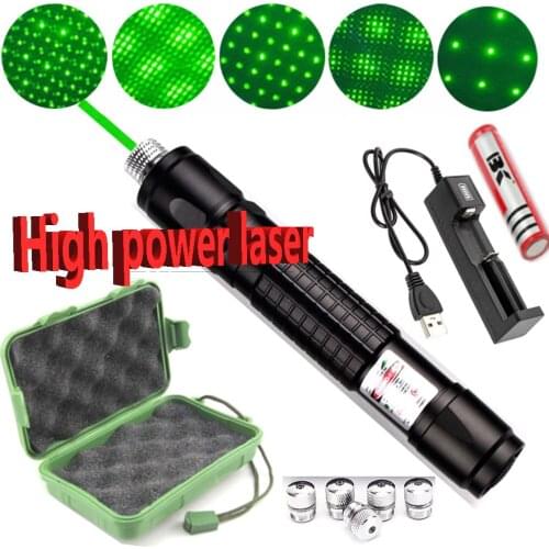 Powerful green laser pointer 8000m-10000m far radiation 5mW high power laser sight 2 in 1 starlight laser cap burning laser 018