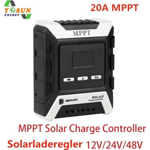 MPPT Solar Charge Controller 20A Solar Controller 12V/24/48V Auto Battery Dual 5V USB Output LCD Display Solar Regulator