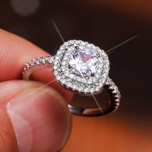 New Classic Hearts and Arrows Micro-inlaid Zircon Womens Ring Fashion European and American Wedding Jewelry