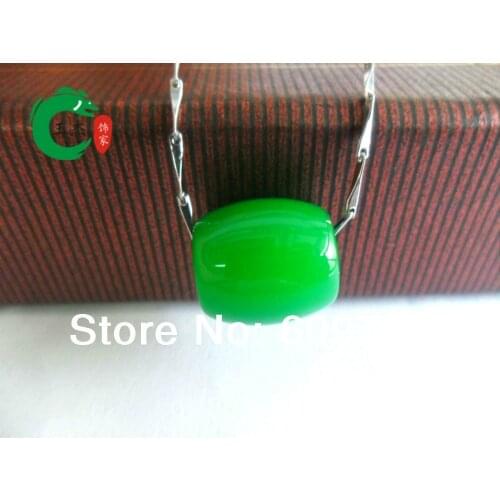 High quality Green chalcedony pendant Malay gem Passepartout necklaces pendants + chain 2pcs Pendants