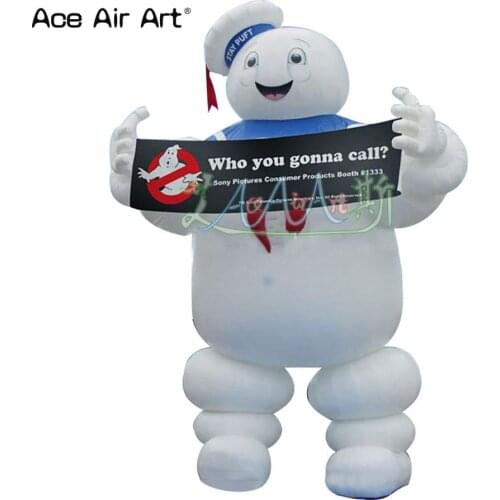 Advertising inflatable marshmallow man Stay puft cartoon character with Advertisement logo