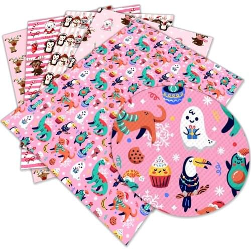 Christmas Leather Printed Artificial Check Sheets for Bow Centers DIY Decoration Crafts A4 22*30CM