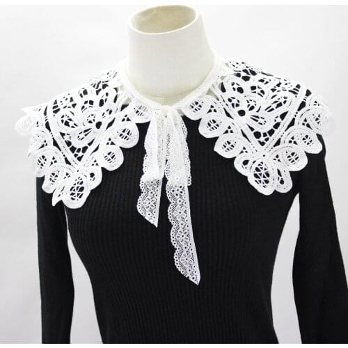 Vintage Shawl Doll Fake Collars for Women Shirt Hollow Lace Floral False Collars Summer Dress Half Shirt Detachable Collars