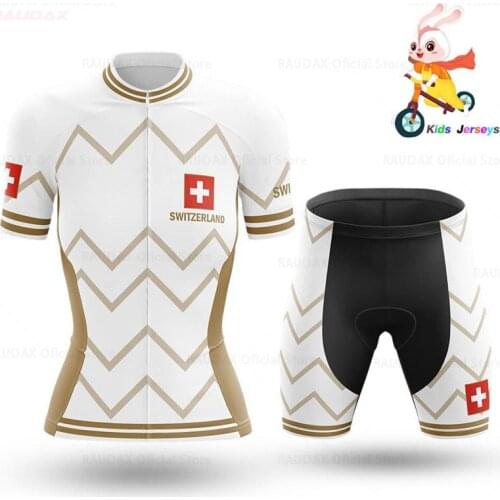 Switzerland 2021 Summer Kids Cycling Jersey Set Children Breathable Biking Shirts Short Sleeve Girl Shorts Bicycle Clothing Suit