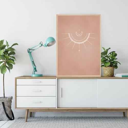 Modern Boho Style Abstract Moons Canvas Painting Poster Print Wall Art Picture for Living room Interior Home Decor NO FRAME