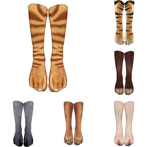3D Animal Printed Sports Socks Unisex Fashion Funny Leopard Long Socks Outdoor Running Cycling Soft Thigh High Socks For Female