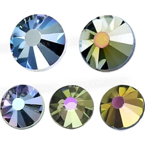 Pretty Sky Blue Light Gold hot fix rhinestones flat back crystal strass glass stone to diy diamond on fabric garment bag glitter