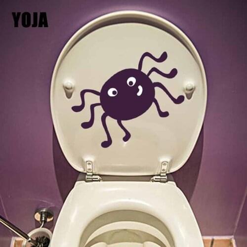 YOJA 23.6X21.1CM Creative Toilet Wall Sticker Decal Home Decor Purple Watercolor Cartoon Halloween Spider T5-1357