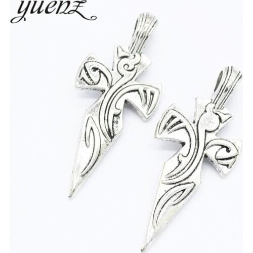 YuenZ 2 pcs Cross Arrow Charms Antique Silver color Metal Pendant For Necklace Jewelry Making 57*24mm M38
