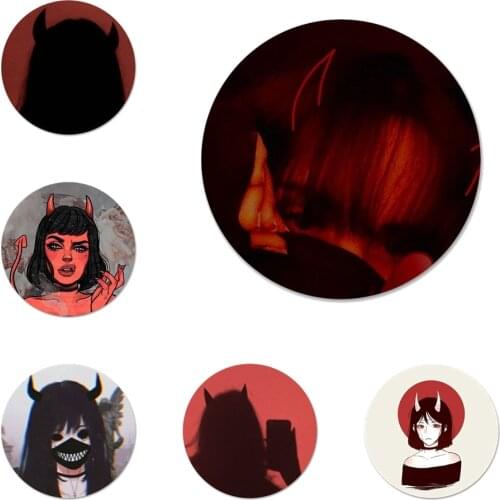 Demon Satan Lucifer Girl Icons Pins Badge Decoration Brooches Metal Badges For Backpack Decoration 58mm