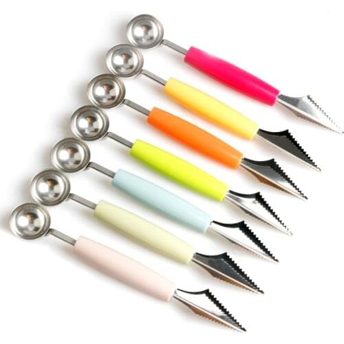 1PC Creative Fruit Carving Knife Watermelon Baller Ice Cream Dig Ball Scoop Spoon Baller Diy Assorted Cold Dishes Tool