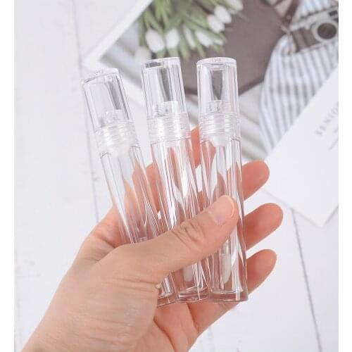 10Pcs 3.5/5ml Empty Lip Gloss Tube Round Transparent Refillable Lip Glaze Lip Balm Bottle With Rubber Inserts Cosmetic Wholesale