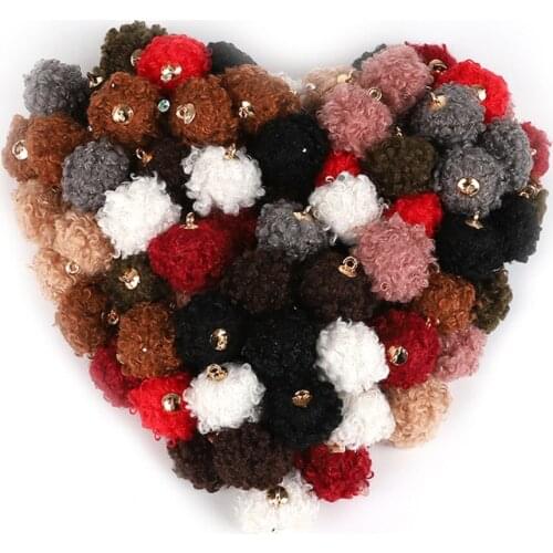 10pcs 20mm Multi Color Mini POMPOM Cashmere Charms Pendant For Jewelry Making DIY Earring Findings