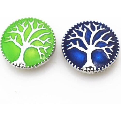 12pcs/lot Mix Enamel Life Tree Matel Snap Buttons for 18mm Lock Snaps Bracelet&Bangles DIY Snap Jewelry Charms