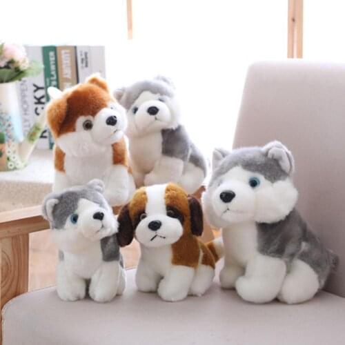 18/23/28cm Simulation Husky Akita Dog Plush Stuffed Doll Cushion Pillow Kids Toy Home Office Ornament Desktop Decor Gift