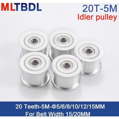20 Teeth 5M Idler Pulley Tensioner Wheel Bore 5/6/8/10/12/15mm with Bearing Guide synchronous pulley HTD5M 20T 20teeth