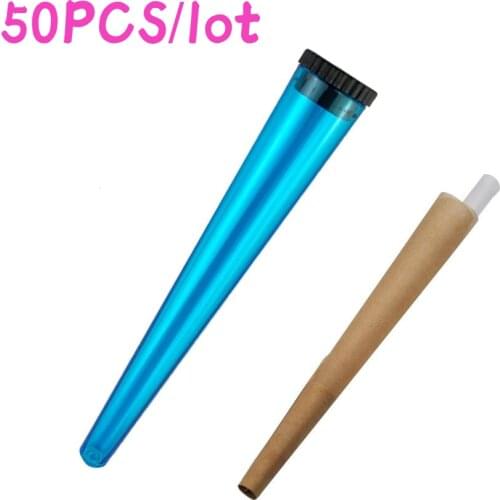 50Pcs/Lot Seal Tobacco Storage Pipe with Child Lock Filler Cones Plastic Cover Joint Doob Tube Tubes Store Weed Accessories
