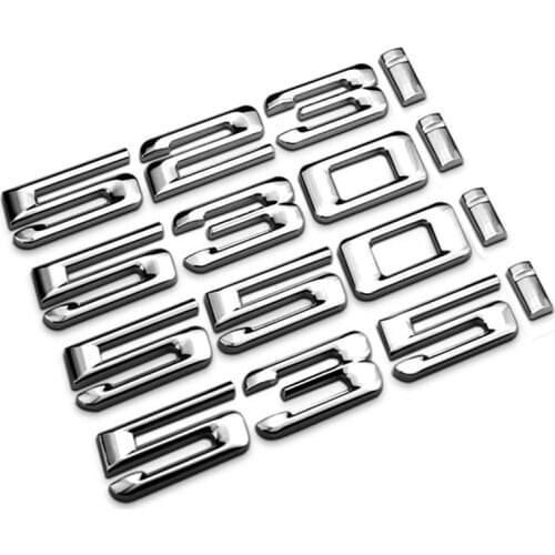 523I 525I 528I 530I 535I Letter Number ABS Silver chrome Emblem Badge car sticker accessories for BMW 5 series 530 E46 E90 F30