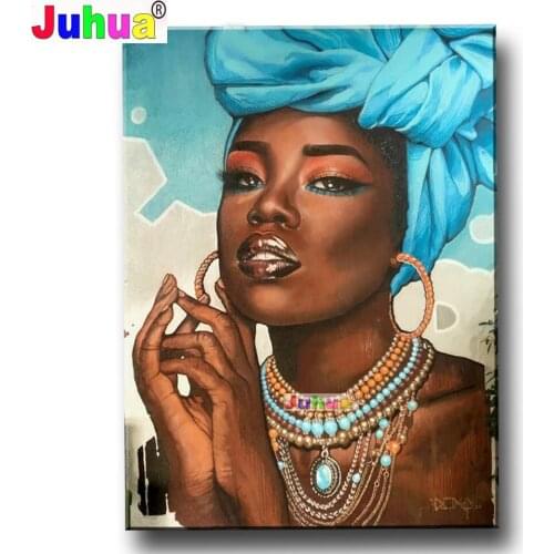 5D DIY Diamond Painting"Green Headkerchief African woman"Cross Stitch Kit Full Square Drill Embroidery Mosaic Picture Rhinestone