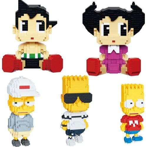 620pcs+ Astroboy Diamond Building Block Cartoon Bart Figure Model Micro Bricks Toys For Children Christmas Gift