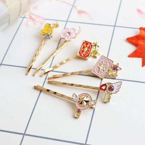 Anime Card Captor Sakura Hairpin The Clow Magic Star Wand Metal Crystal Cosplay Costumes Props Headwear