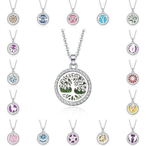 Tree of Life Aromatherapy Essential Oil Diffuser Perfume Locket Pendant shape Aroma Necklace Magnetic Gift Aroma jewelry