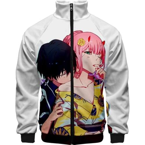 2021 Darling in the franxx 3D Baseball Jacket Harajuku Hip Hop Hoodies Casual Stand Collar Zipper Sweatshirt Sportswear Clothes