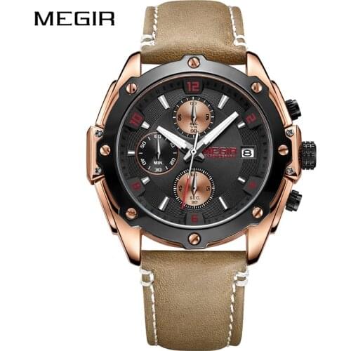 MEGIR New Mens Quartz Watches Brand Luxury Leather Fashion Watch Men Business Sport Male Clock Montre Homme Zegarek Meski 2020