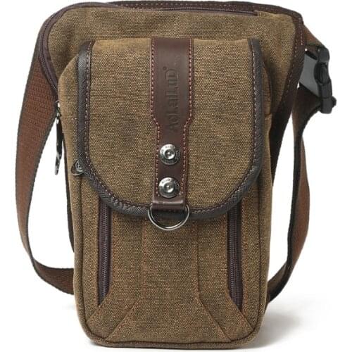 Canvas Drop Leg Bag Outdoor Waist Pack for Men Women Military Motorcycle Bike Cycling Multi-Pocket Fanny Pouch Travel Hiking Cli