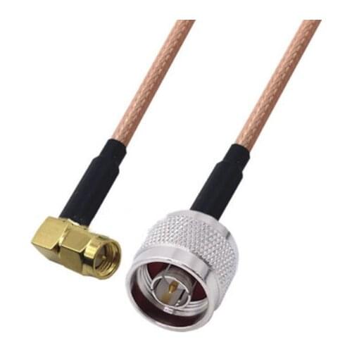 RG400 Cable SMA Male Right Angle to N Male Double Shielded Copper Braid Coax Low Loss Jumper Cable