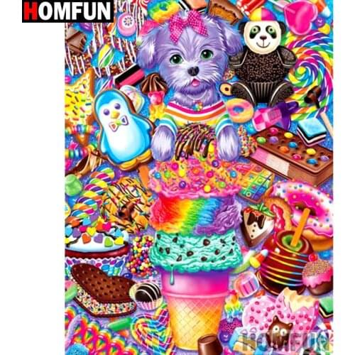 HOMFUN Full Square/Round Drill 5D DIY Diamond Painting "Dog snack" Embroidery Cross Stitch 5D Home Decor Gift A14737