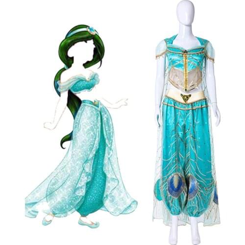 Hot Aladdin Film Cosplay Costume Jasmine Adult Lamp Princess Fancy Dress Custom Made Halloween Costumes For Women Girls Carnival