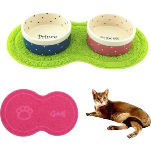 Cat Bowl Mat Dog Pet Feeding Water Food Dish Tray Clean Floor PVC Placemat GAR