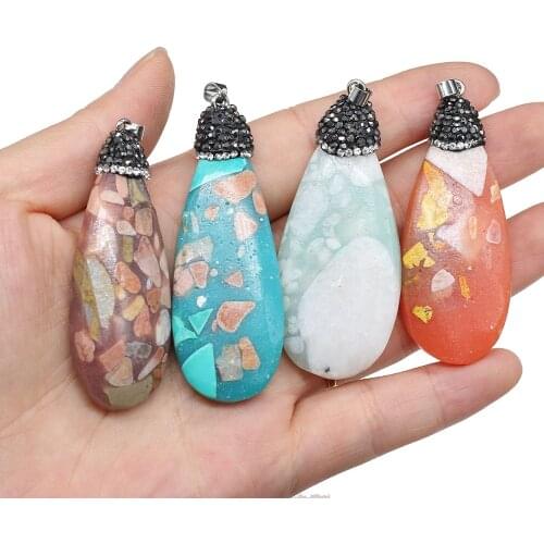 Natural Stone Pendant Water drop shape Resin Exquisite Charm for Jewelry Making DIY Necklace Earrings Accessories